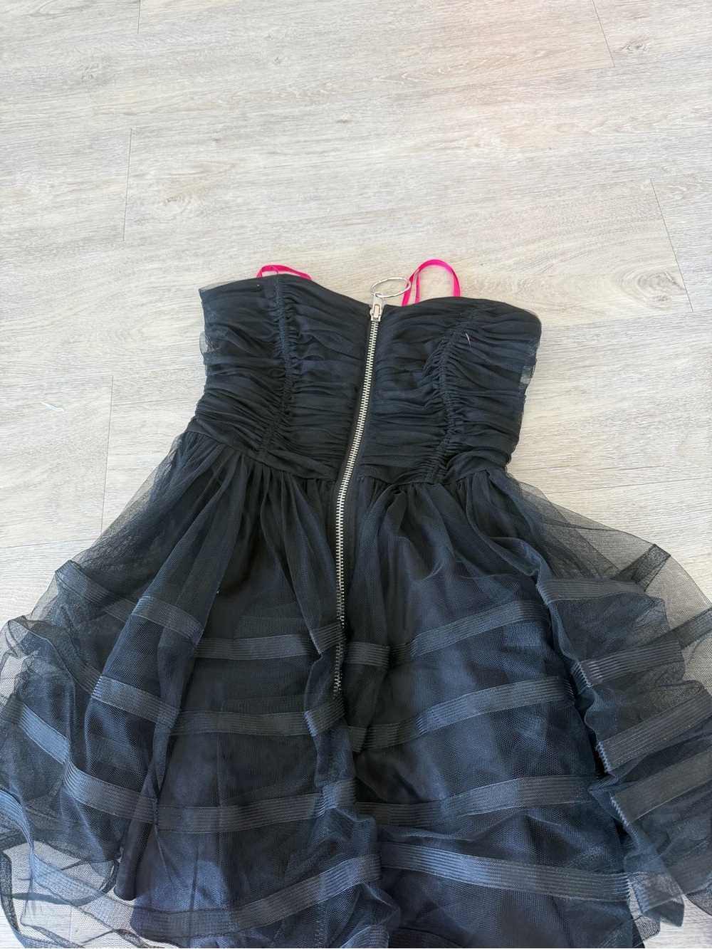 Betsey Johnson Black Tulle Strapless Dress